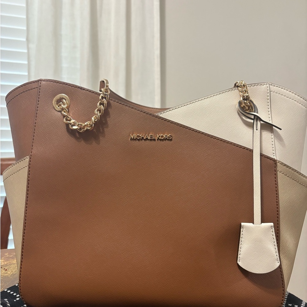 Michael Kors Tan and Cream Tote